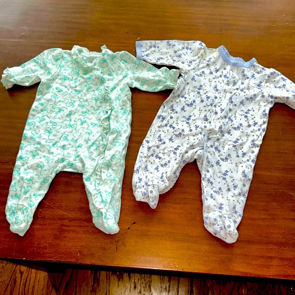 BABY ONSIE FOOTIES LONG SLEEVE GIRLS LITTLE ME SIZE 3 months purple and blue lot - Picture 1 of 7